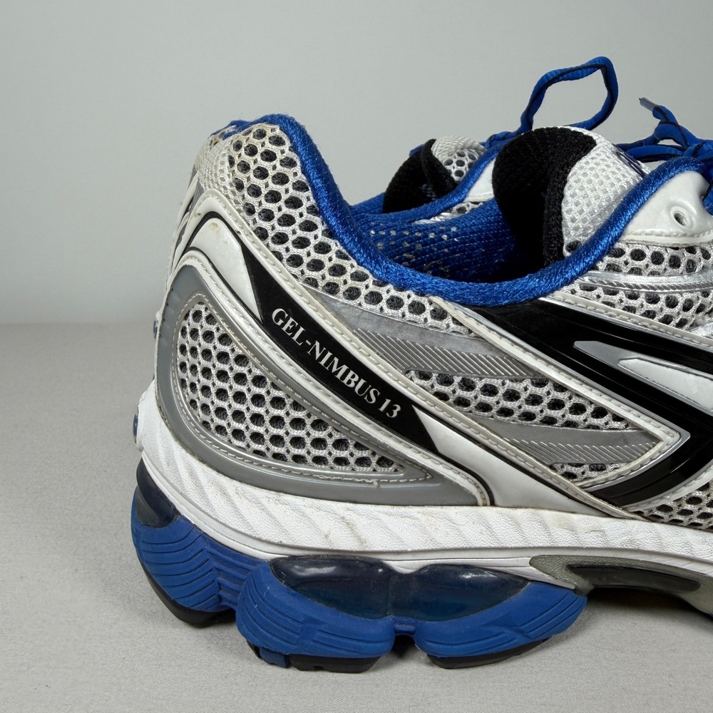 Asics Gel-Nimbus 13 Mens Running Shoes White‎ Blue Black Sneakers T134N - Picture 6 of 16